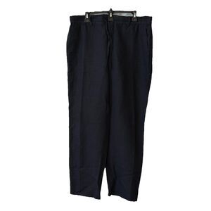 Vince Mens XL 100% Hemp Drawstring Elastic Waist Navy Pull On Trousers